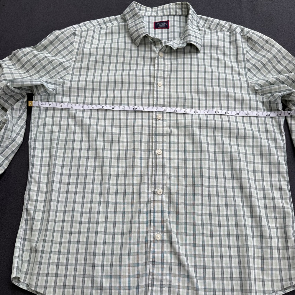 UNTUCKit Mens XL Green White Plaid Wrinkle Free Cotton Long Sleeve Button Down - Picture 2 of 9